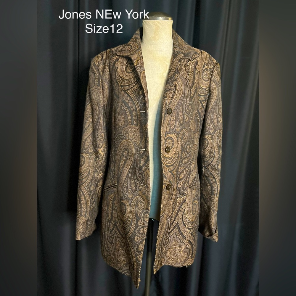 Bronze, black, and brown paisley blazer